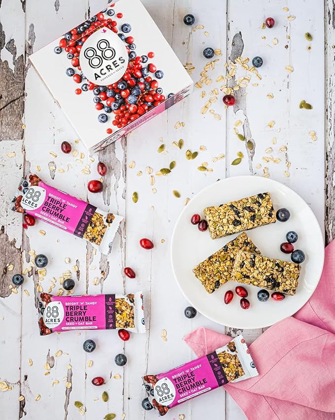 88 Acres Granola Bars | Triple Berry | Gluten Free, Nut-Free Oat and Seed Snack Bar | Vegan & Non GMO | 12 Pack