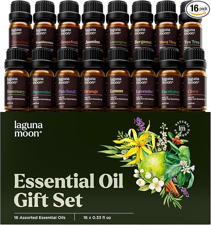 Essential Oils Set - 16 Pcs Premium Grade Home Essentials Oils - for Diffusers, Fragrance, Scents for Candle Making - Natural Aromatherapy Oils for Cars & Home Products, Room Sprays