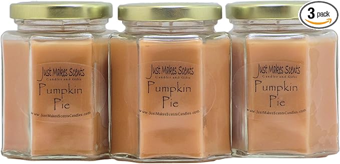 3 Pack - Pumpkin Pie Scented Blended Soy Candle | Hand Poured Fall Fragrance Candles | Made in The USA by Just Makes Scents