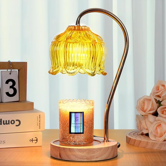 Dimmable Flower Candle Warmer Lamp with Timer - Compatible with Various Candles - Christmas & Mother's Day Gift for Women，Vintage Bedroom Home Decor