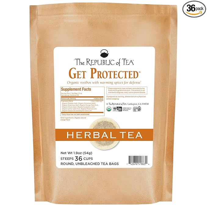 The Republic of Tea: get protected - No. 24 Herb Tea for Defense Refill Bag Herbal Tea, 36 Tea Bags