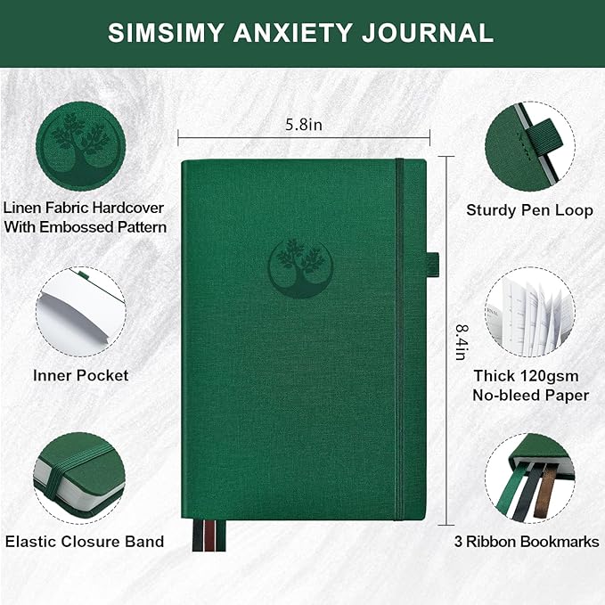 Mental Health & Anxiety Journal, 91 Days Mood Tracker Journal for Mindfulness, Self Care & Stress Relief, Guided CBT Journal with Mental Health Coloring Book Pages & Dream Diary to Record, Wellness Gifts for Women Men