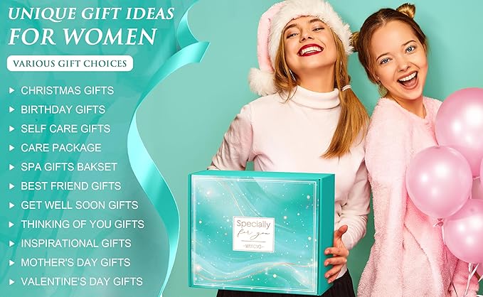 Birthday Gifts for Women, Self Care Gifts Get Well Soon Gifts Basket for Women, Ocean Relaxing Spa Gifts Care Package w/Luxury Blanket, Unique Gifts for Mom Mother Her Wife Girlfriend Friend Sister
