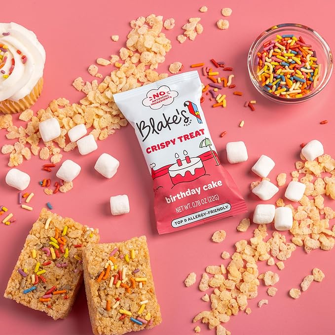 Blake’s Seed Based Crispy Treats – Birthday Cake (24 Count), Nut Free, Gluten Free, Dairy Free & Vegan, Healthy Snacks for Kids or Adults, School Safe, Low Calorie Soy Free Snack