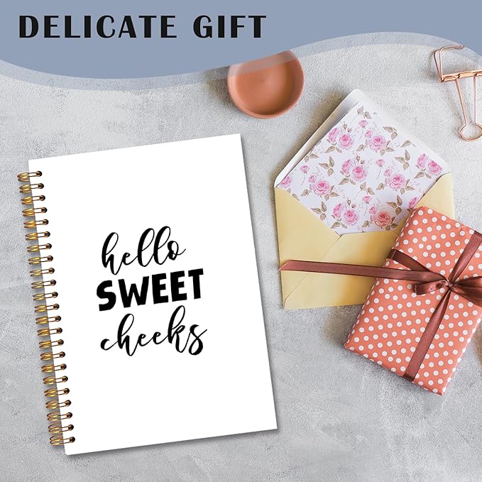 Hello Sweet Cheeks Spiral Notebooks, Funny Journal for Women Men, Humorous Sarcastic Quote Journals for Writing, Funny Notebook for Note Taking, 5.5x8.3 Inch