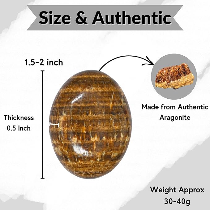 Amazing Gemstone Aragonite Crystals and Healing Stones - Large Palm Stone Crystals Piedra - Crystal for Good Luck, Balanced Positive Energy, Meditation - Unique Stocking Stuffers Gifts for Women, Men