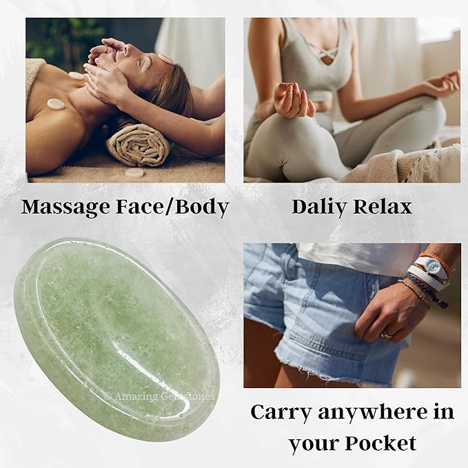 Amazing Gemstone Green Aventurine Worry Stone Crystals and Healing Stones - Worry Stones for Stress Relief Gifts - Piedra Crystal Fidget for Meditation - Unique Stocking Stuffers and Birthday Gifts