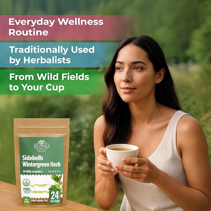 24 Bags Dried Cut Sidebells Wintergreen Herb Tea (Orthilia Secunda) - 24 Count 2g Tea Bags One-Sided Wintergreen Orthilia (Peralito)