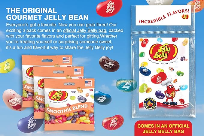 Jelly Belly Smoothie Blend Jelly Beans, 3.5 oz Grab & Go Bags - Pack of 3 sold in Jelly Belly Bag