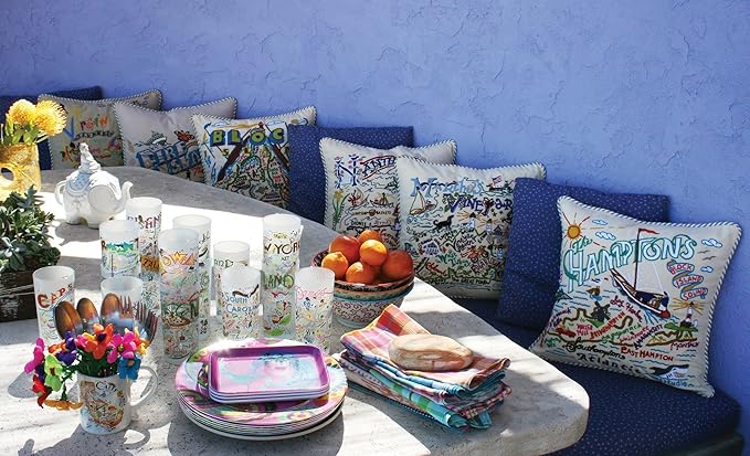 Catstudio Block Island Embroidered Decorative Throw Pillow