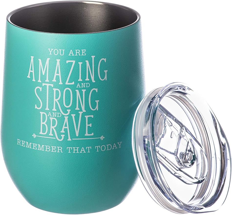 DIVERSEBEE Inspirational Thank You Gifts for Women, Mom, Girls, Wife, Girlfriend, Coworker, Nurses, Best Friend, Encouragement Birthday Wine Gifts for Her - Insulated Wine Tumbler Cup with Lid (Aqua)
