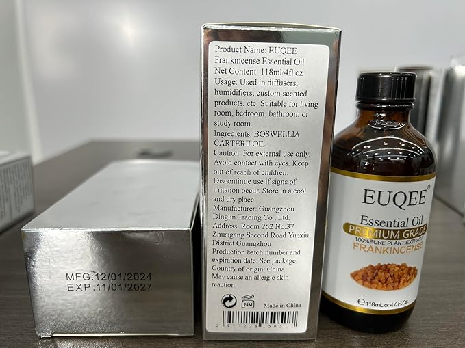 EUQEE Frankincense Essential Oil 118ml Large Bottle Pure Frankincense Oil with Glass Dropper Great for Aromatherapy, Diffuser, Soap Making - 4 Fl.Oz