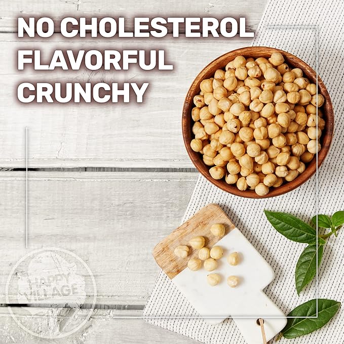 Happy Village Organic Roasted Hazelnuts, 16 OZ Resealable Bag, Roasted and Unsalted, USDA Organic, Non-GMO, Kosher, Vegan, Gluten-Free Filbert Nuts, No Added Oil or Preservatives