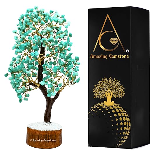 Amazing Gemstone Crystals and Healing Stones Birthday Gifts for Women - Amazonite Crystal Tree of Life Home Decor Stocking Stuffers, Bookshelf, Room, Meditation Gift for Dad, Unique Birthday Gifts
