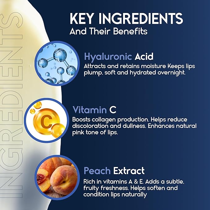 Lip Mask Overnight with Hyaluronic Acid & Collagen, Lip Sleeping Mask for Dry Cracked Lips, Moisturizing, Hydrating, Exfoliating Night Treatment for Lip Care (Strawberry) (0.7, Berry)