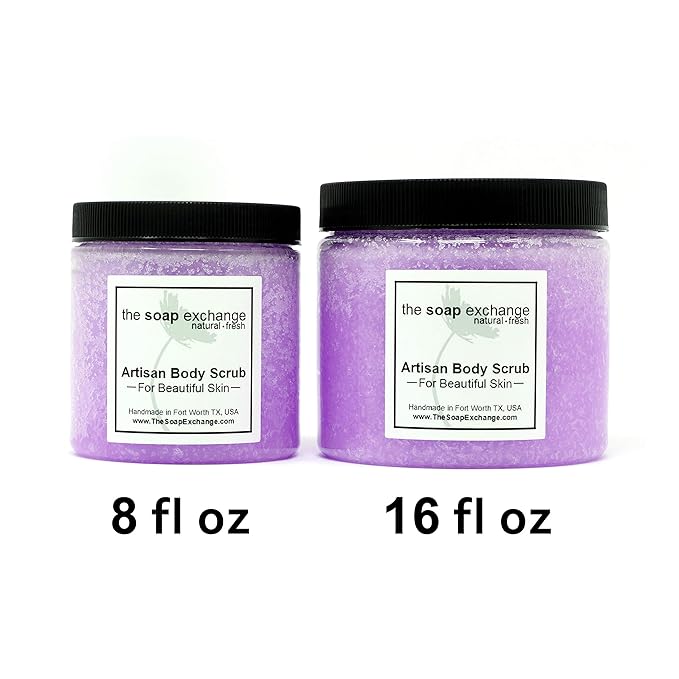 The Soap Exchange Sugar Body Scrub - Lavender Scent - Hand Crafted 16 fl oz / 480 ml Natural Artisan Skin Care, Shea Butter, Exfoliate, Moisturize, & Protect. Made in the USA.