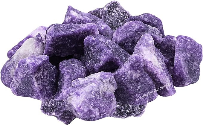 Amazing Gemstone Lepidolite Raw Crystals and Healing Stones, Natural Rocks for Tumbling and DIY Raw Stones and Crystals (5 Pieces)