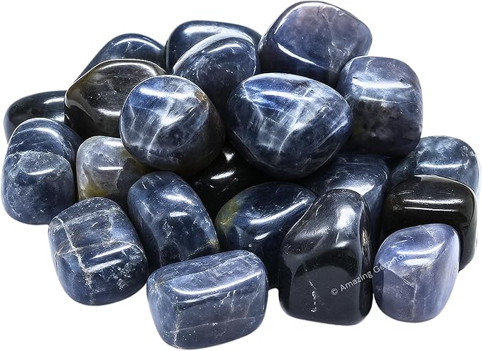 Amazing Gemstone Iolite Crystals and Healing Stones Tumbled - 1 oz Iolite Stone Gem Stones, Natural Healing Stones for Energy Balance, Stress Relief - Premium Polished Gems Rocks for Meditation