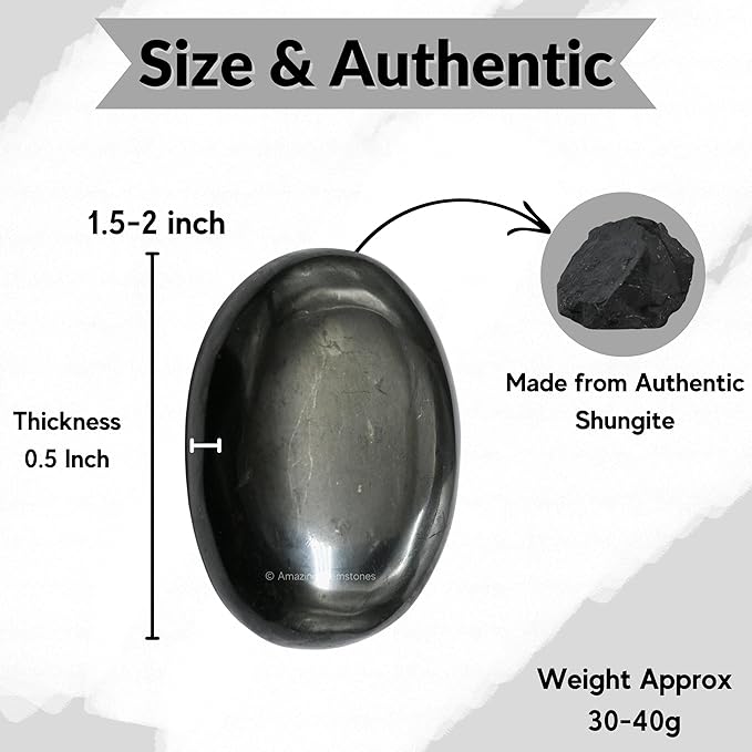 Amazing Gemstone Shungite Crystals and Healing Stones - Large Palm Stone Crystals Piedra - Crystal for Good Luck, Balanced Positive Energy, Meditation - Unique Stocking Stuffers and Birthday Gifts