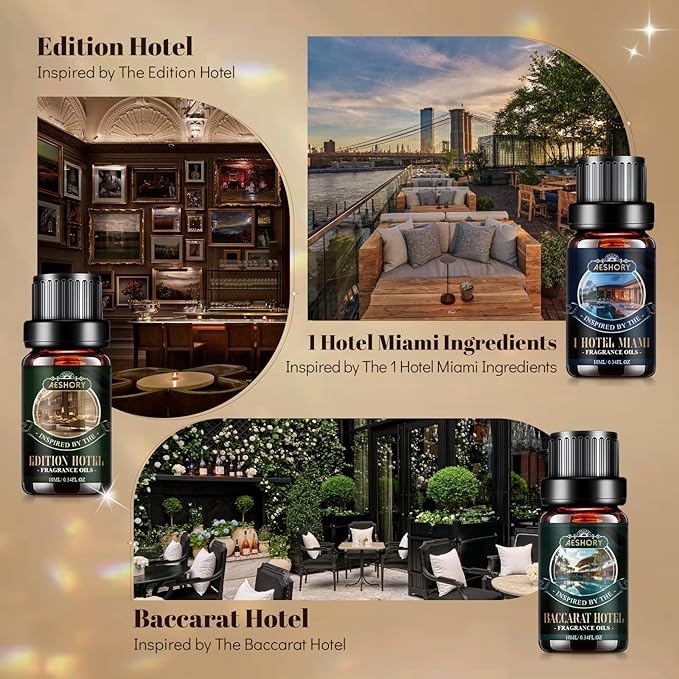 Hotel Diffuser Oils Gift Set,6x10M Luxury Essential Oil for Diffuser, Fragrance Oil Blend Hotel Scent for Soap & Candle Making
