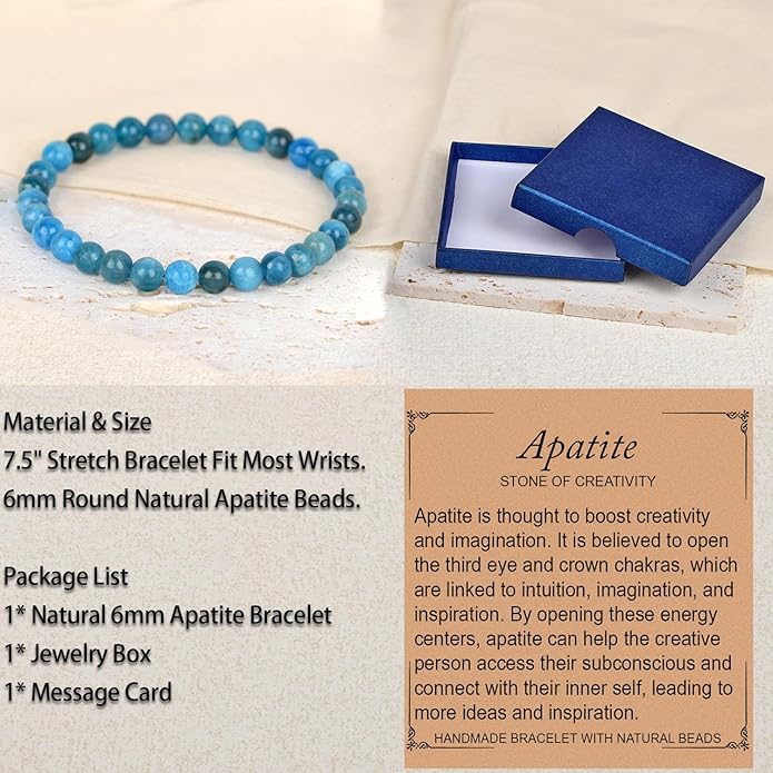 LPBeads Handmade Natural Gemstone Stretch Elastic Bracelet Healing Crystal Round Stone Beads Jewelry Gifts for Women Men