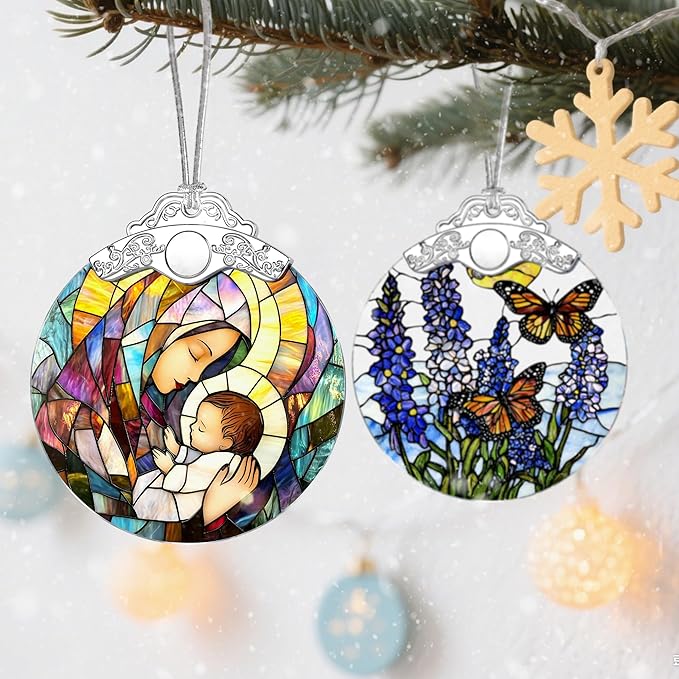 Christmas Ornaments, Religious Ornament, Christmas Tree Ornaments, Christian Xmas Decorations, Holiday Decorations, Christian Gifts, Religious Gifts - Baby Jesus and The Holy Mother Mary