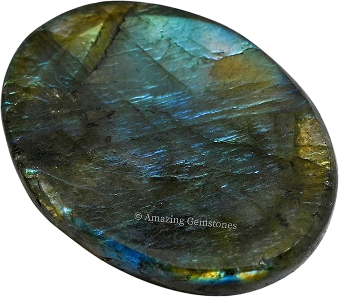 Amazing Gemstone Labradorite Worry Stone, Healing Crystals - Piedra Crystal Fidget for Gift, Meditation, Calming, Relaxation, Stress Relief