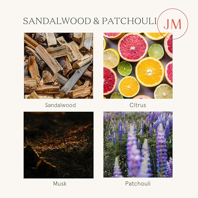 LA JOLIE MUSE Sandalwood & Patchouli Scented Candle, Candles for Home Scented, Luxury Glass Jar Candles for Gift and Home Decor, 80 Hours Long Burning, 12.3oz