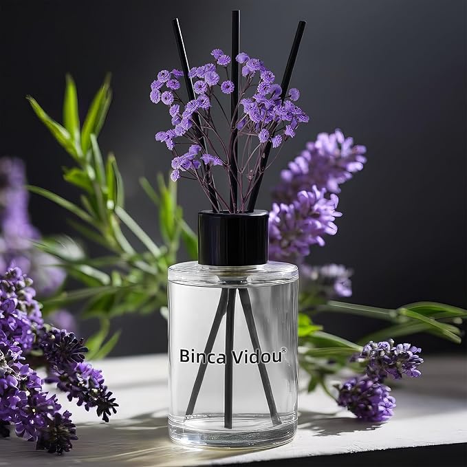 Reed Diffuser, Binca Vidou Lavender Reed Oil Diffusers Set for Office Decor Bedroom Living Room Aromatherapy for Gift Idea & Stress Relief 2.7oz(80ml)