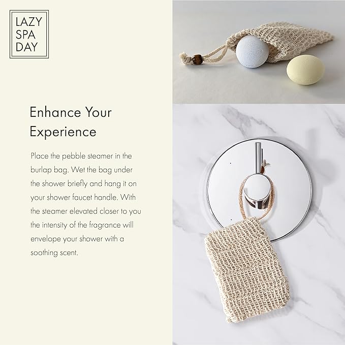 Energize with Awake: Lavender, Chamomile, Jasmine. Relax with Dream: Lemon, Eucalyptus, Grapefruit. 10-Piece Shower Steamer and Shower Bombs Aromatherapy Gift Set with Burlap Bag
