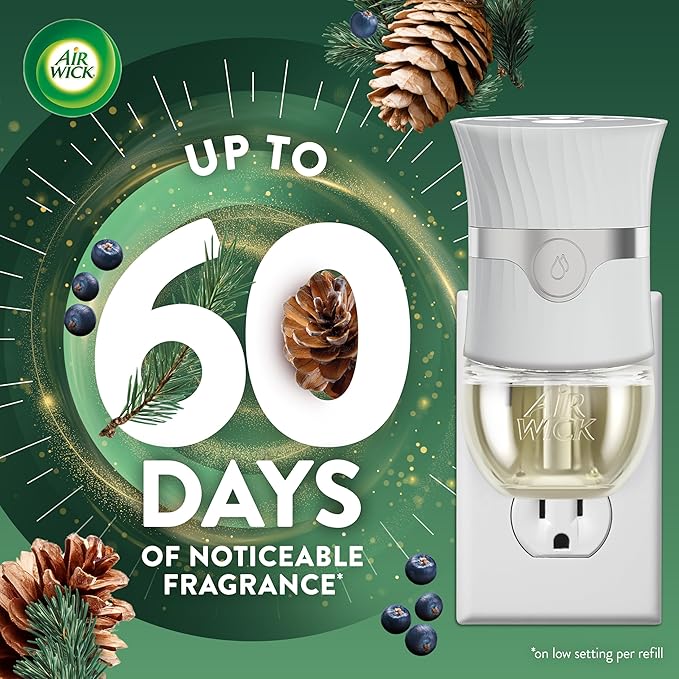 Air Wick Plug in Scented Oil Refill, 5 ct, Fresh Pine and Juniper, Air Freshener, Essential Oils, Fall Scent, Fall decor