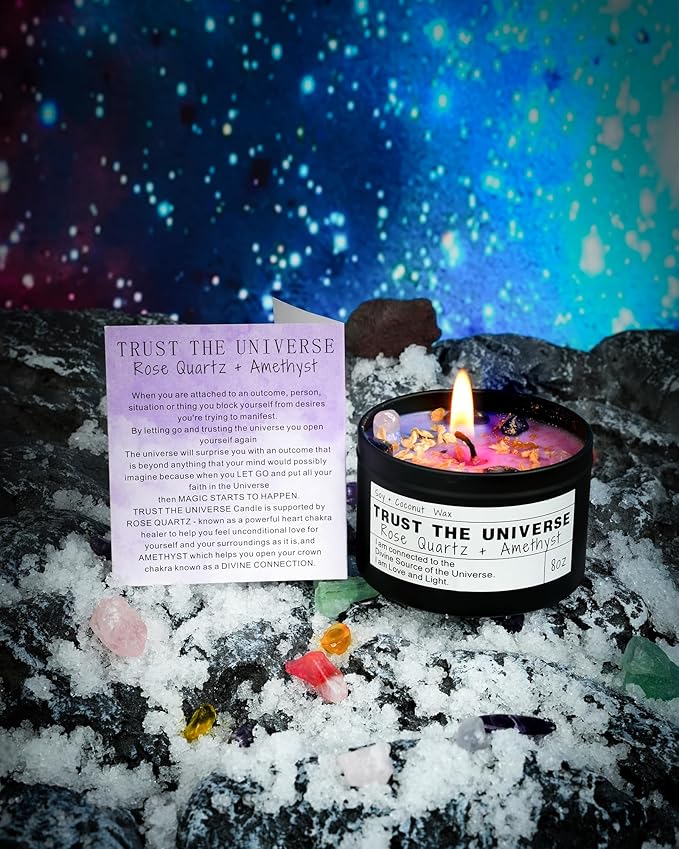 Healing Candles, Manifestation Candles, Magical Gifts, Energy, Chakras, Law of Attraction, Gifts to Empower Women, Birthday Gifts, Graduation Gifts, Emotional Support. (TRUST THE UNIVERSE)