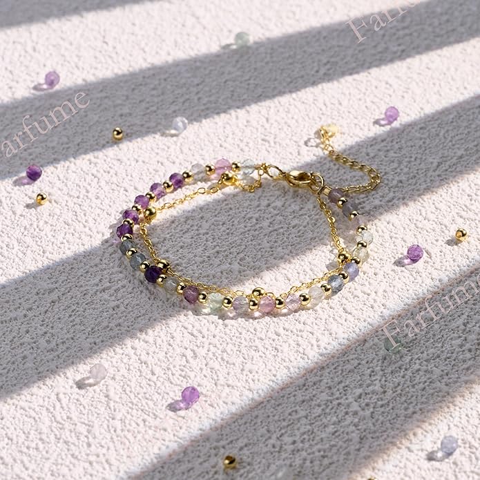 Farfume Crystal Bracelet Beaded Bracelets for Women 4mm Natural Stone Beads Gemstone Handmade Anxiety Jewelry Gifts