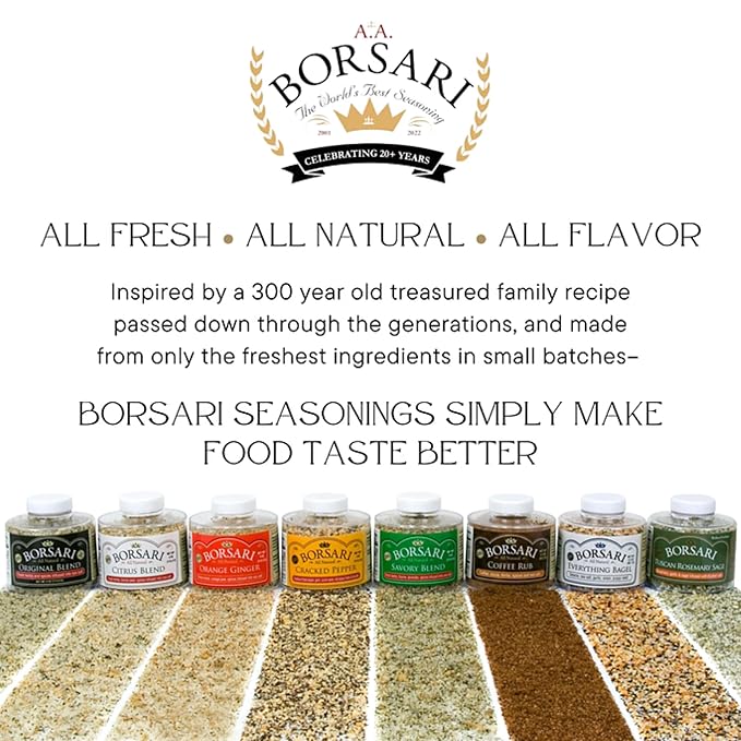 Borsari Original Seasoning Salt - Seasoned Salt Blend - Gourmet Seasonings With Herbs and Spices - All Natural Seasoning Blend for Cooking (Original 4 oz, Pack of 1)
