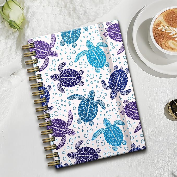 Cute Spiral Notebook, Journal for Women, Hardcover Spiral Journal, 5.5 x 8.3 Inches, 120 Pages,100gsm Paper, for Gifts Nurse Teacher Women Office Supplies(Cute turtle)