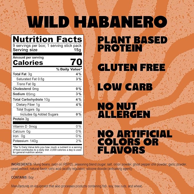 Daal By Keen Crunchy Mung Bean Snacks – Wild Habanero - Plant-Based Protein, High Fiber, Gluten Free & Nut-Free – Mix into Salads or Enjoy as an On-the-Go Snack - 1 Resealable Pack, 4.76 oz