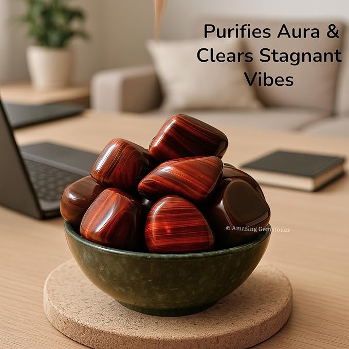 Amazing Gemstone Red Tiger Eye Crystals and Healing Stones Tumbled - 1 oz Red Tiger Eye Stone, Natural Healing Stones for Energy Balance, Stress Relief - Premium Polished Gems Rocks for Meditation
