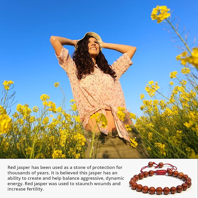 Energy Protection Crystal Handmade Adjustable Bead Bracelet Perfect for Men, Women’s Gift - Gemstone Healing Stretch Bracelet Pulsera Para Hombre Mujer Stocking Stuffer