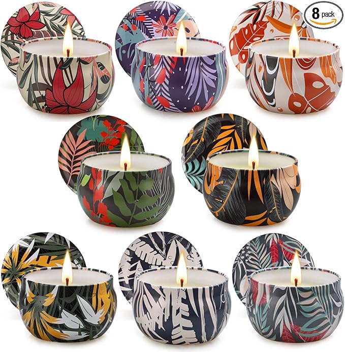8 Pack Aromatherapy Candle Sets, Soy Wax Jar Candles Sets Gifts for Women, Long Lasting Scented Candles, Candles for Home Scented Ideal for Yoga, Meditation, Spa, Birthday, Christmas Gifts for Home
