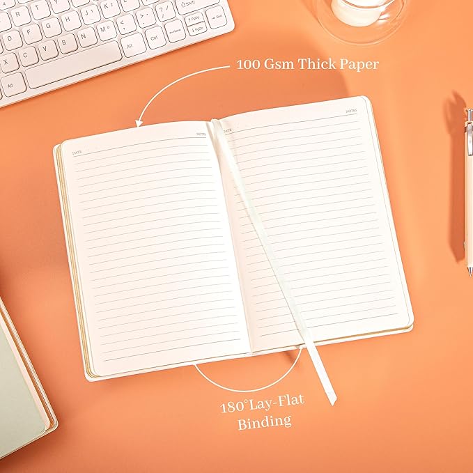 CAGIE Lined Journal Notebook for Women and Girls 256 Pages Cute Diary with Heart-Shaped Leather Journals for Writing A5 Soft Cover Notebooks for Work School (Fruit Green, A5)