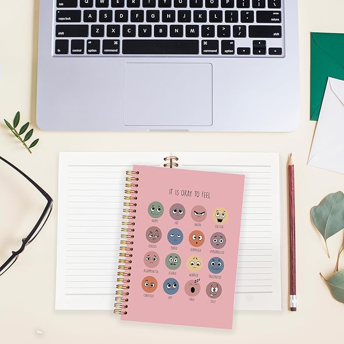 BearCake Mental Health Gifts, Therapy Journal for Mental Health,Inspirational Notebooks, It is Okay to Feel Mental Health Journal, Mental Health Journal for Women,Spiral Notebook 5.5x8.3 pink