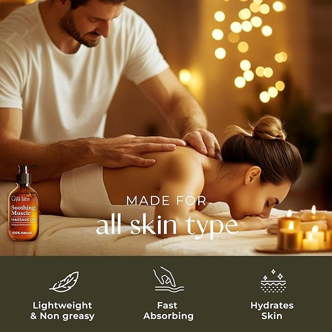 Gya Labs Soothing Massage Oil for Sore Muscles - 6.76 Fl Oz - 100% Pure Natural Spa Quality for All Skin Types - Peppermint & Cinnamon Sore Muscle Massage Oil for Men & Women