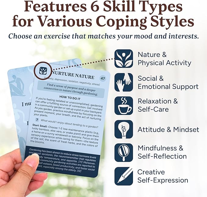 Better Days Coping Cards – 65 Skills & Exercises to Cope with Stress, Anxiety, & Anger – 3.5” x 5” Therapy Flashcards with Affirmations and Guidebook – Nurture Emotional Resilience & Mental Health