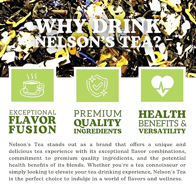 Nelson's Tea - Pina Colada - Green Loose Leaf Tea - Green Tea, coconut, dried pineapple, and marigold petals - 2 oz.