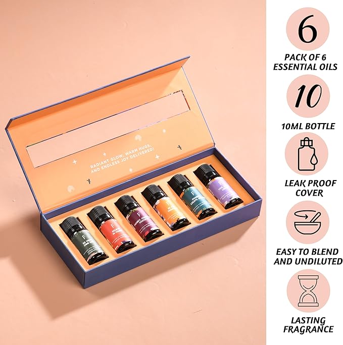 Folkulture Essential Oils for Diffusers | Oil Diffuser Essential Oil Set of 6 Fragrance Oil | Diffusers Oil Scents for Home | Fragrance Oil for Diffusers | Patchouli, Jasmine, Rose