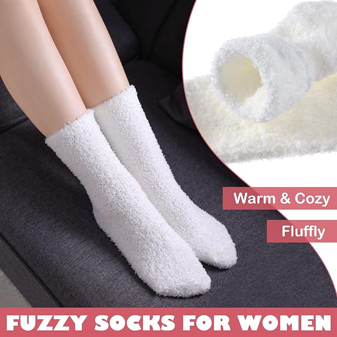 LINEMIN Womens Fuzzy Socks Cozy Fluffy Winter Warm Slipper Socks Microfiber Soft Home Sleeping Socks