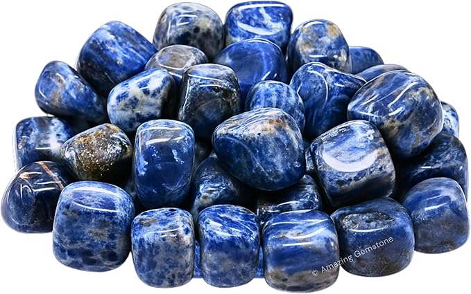 Amazing Gemstone Sodalite Crystals and Healing Stones Tumbled - 1 Oz Sodalite Stone Gem Stones, Natural Healing Stones for Energy Balance, Stress Relief - Polished Gems Rocks