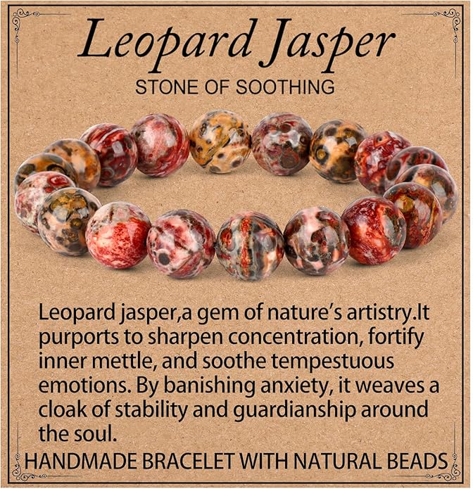 LPBeads Handmade Natural Gemstone Stretch Elastic Bracelet Healing Crystal Round Stone Beads Jewelry Gifts for Women Men