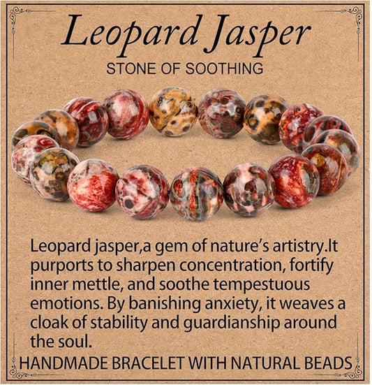 LPBeads Handmade Natural Gemstone Stretch Elastic Bracelet Healing Crystal Round Stone Beads Jewelry Gifts for Women Men