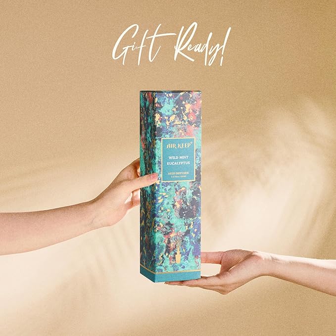 Airkeep Reed Diffuser Set 5.07 fl oz, Wild Mint Eucalyptus Scent Diffuser with Sticks, Home Fragrance Oil for Bedroom, Bathroom, Office Decor